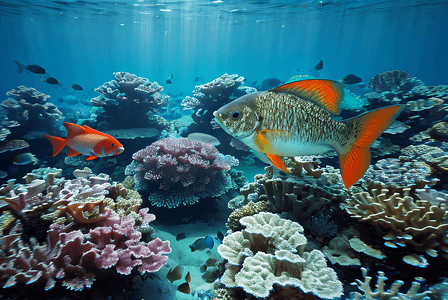 海底的小鱼摄影照片_海底游泳的鱼儿与珊瑚摄影配图2