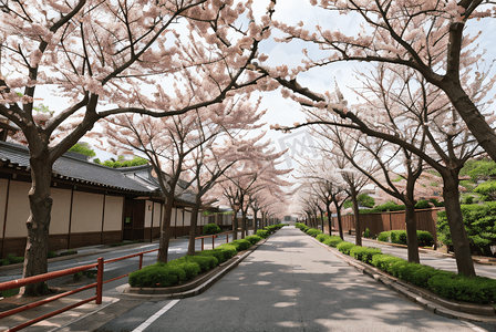 春天日本街道樱花风景摄影图5