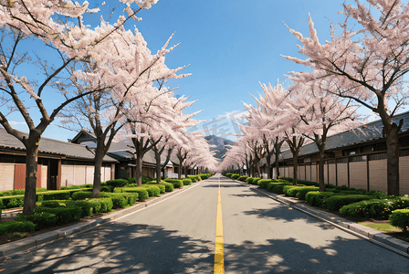 日本街道樱花风景摄影图片3