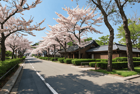 日本樱花季摄影照片_日本街道樱花风景摄影图5