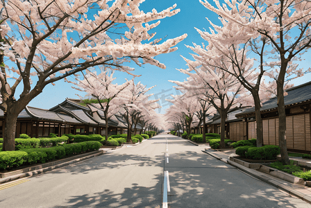 日本街道樱花风景摄影照片7