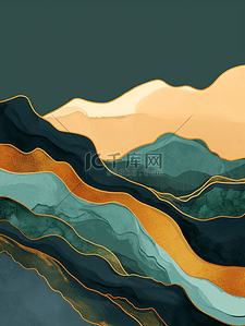 中式平铺装饰山水风景纹理质感的背景12