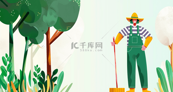绿色植树节园林园丁背景图片