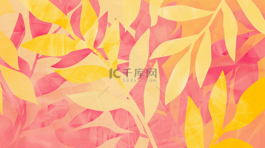 扁平化黄色树叶平铺装饰的背景13