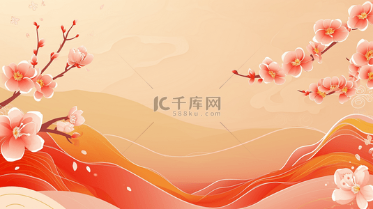 中式简约国画艺术风景风光的背景23