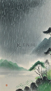 水墨谷雨背景图片_水墨国风清明节山水背景