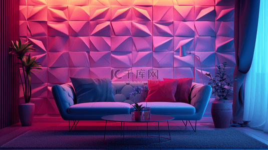 紫色立体空间感图形沙发的背景9