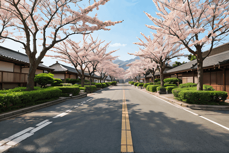 樱花街道摄影照片_日本街道樱花风景摄影照片5