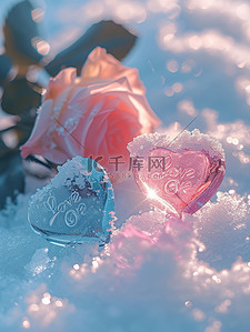 3d心形彩色宝石情人节背景图片