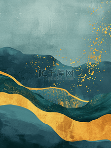 中式平铺装饰山水风景纹理质感的背景8