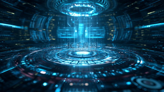 蓝色科技感空间感网络时光隧道背景1