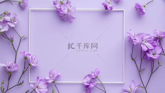 紫色女神节花朵唯美简约平铺的背景16