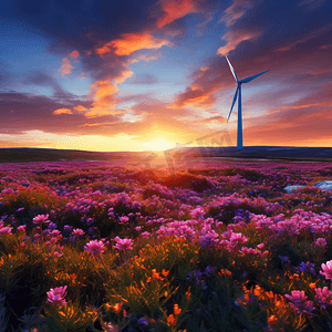 风景马路摄影照片_新疆荒漠公路风力发电站风车
