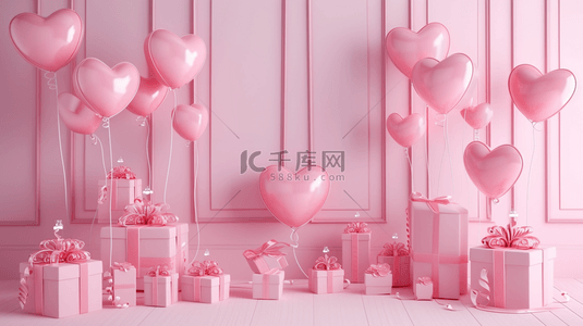 粉色气球礼物装饰背景11