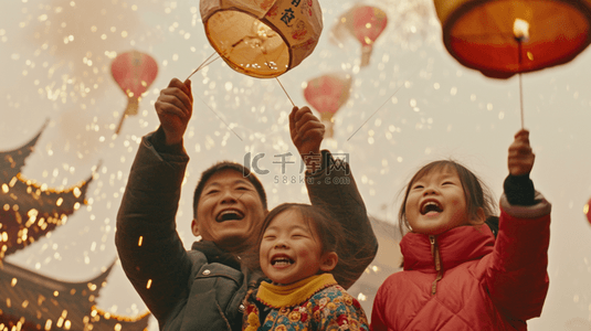开心的女孩背景图片_中国春节灯会灯笼烟花绽放的背景8
