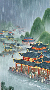 水墨谷雨背景图片_水墨国风清明节山水背景9