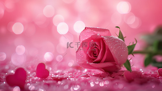 粉红色玫瑰花朵闪光背景