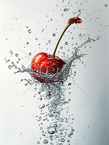 创意水花动感飞溅水里樱桃的背景4