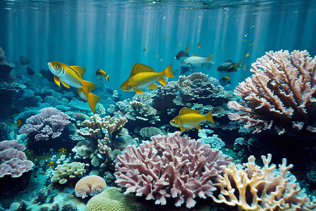 海底游泳的鱼儿与珊瑚摄影图片6