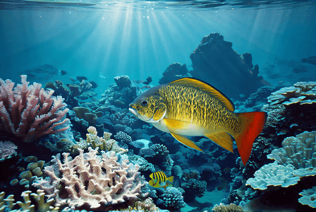 海底游泳的鱼儿与珊瑚摄影图片7