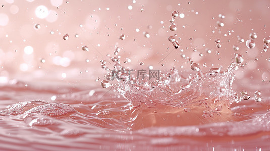 浅粉色的水花飞溅背景图片