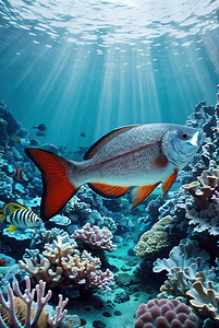 海底游的美丽鱼儿摄影配图3