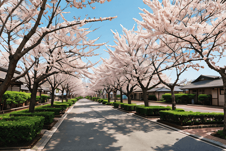 日本街道樱花风景摄影图片2