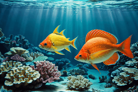 海洋的图片摄影照片_海底游泳的鱼儿与珊瑚摄影图片4