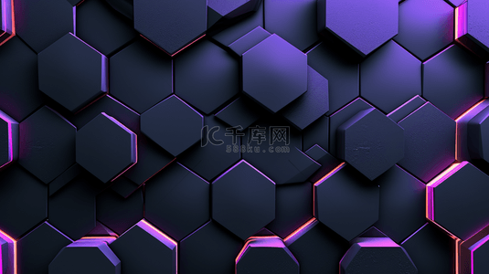 紫色几何体光效商务背景1
