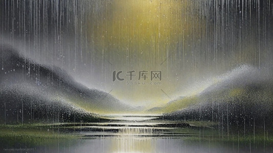 雨水背景图背景图片_清新春天大雨中的风景背景图