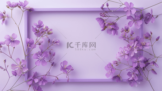 紫色女神节花朵唯美简约平铺的背景14