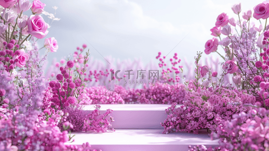 女神节浪漫玫瑰花花朵舞台背景1