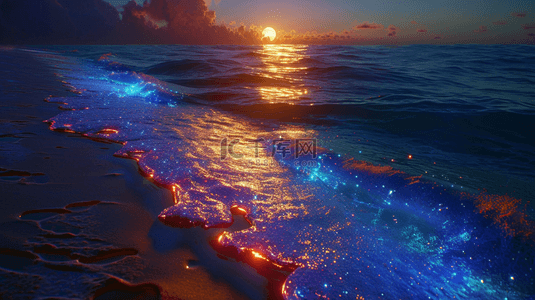 大海唯美背景背景图片_蓝色海上生明月唯美背景1