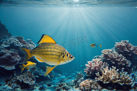 海底游泳的鱼儿与珊瑚摄影配图7