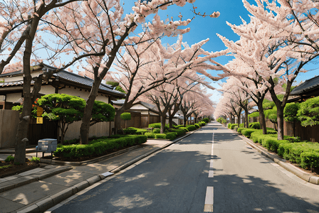 日本街道樱花风景摄影图4