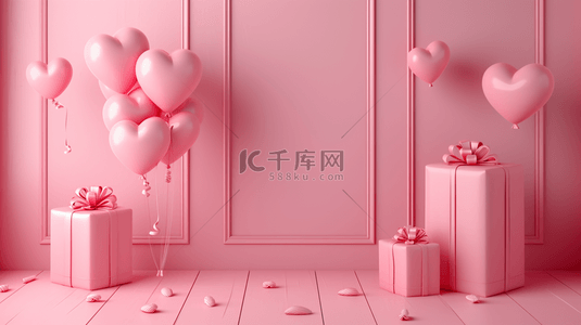 粉色气球礼物装饰背景5