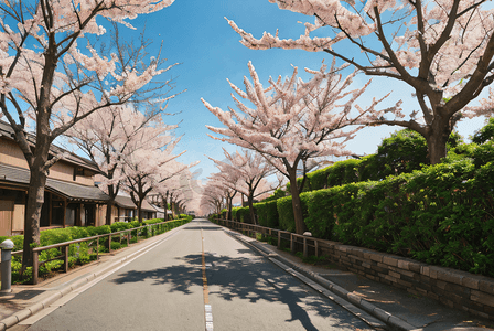 日本街道樱花风景摄影图3