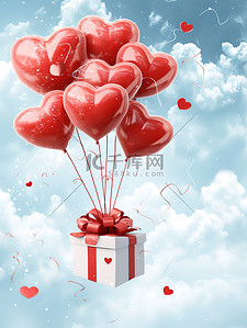 情人节促销心形气球礼物背景素材