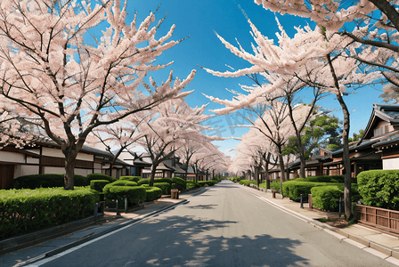 日本街道樱花风景摄影图7