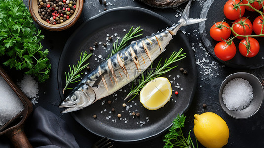 秋刀鱼海鲜美食煎鱼设计