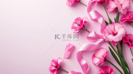 8花朵背景图片_粉红色玫瑰女神节舞台唯美的背景8