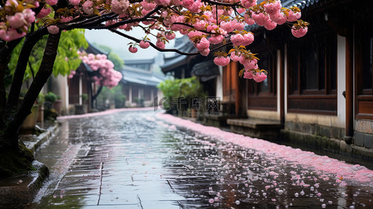 雨水背景图片_江南风光古镇的春天雨水背景