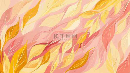 扁平化黄色树叶平铺装饰的背景14