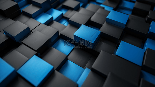 蓝色几何纹理背景图片_黑色几何体叠加背景3