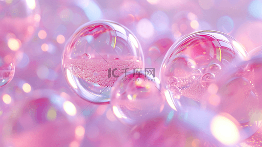 贝壳带珍珠背景图片_粉色水晶泡泡可爱背景12