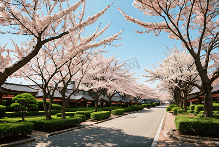 樱花街道摄影照片_日本街道樱花风景摄影图片8