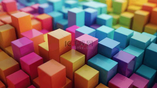五颜六色图形有层次的方格方块的背景10