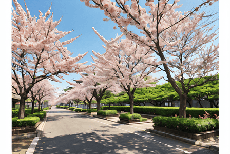 日本街道樱花风景摄影配图