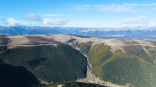 航拍中国高原国道318傍山公路祖国山河风光大景