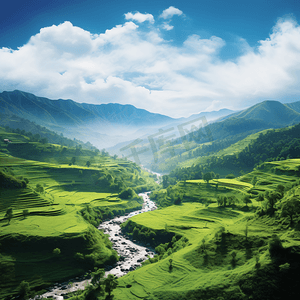 自然风景山川绿色风光户外